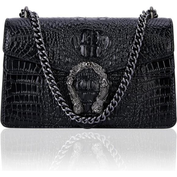 Handbags - Crossbody Bag and Satchel Purse for Women - Fashion Snake Print Chain
